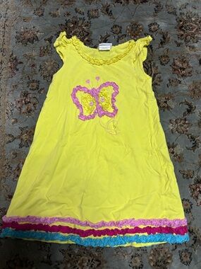 Vintage Girls' Yellow Butterfly Ruffle Dress
